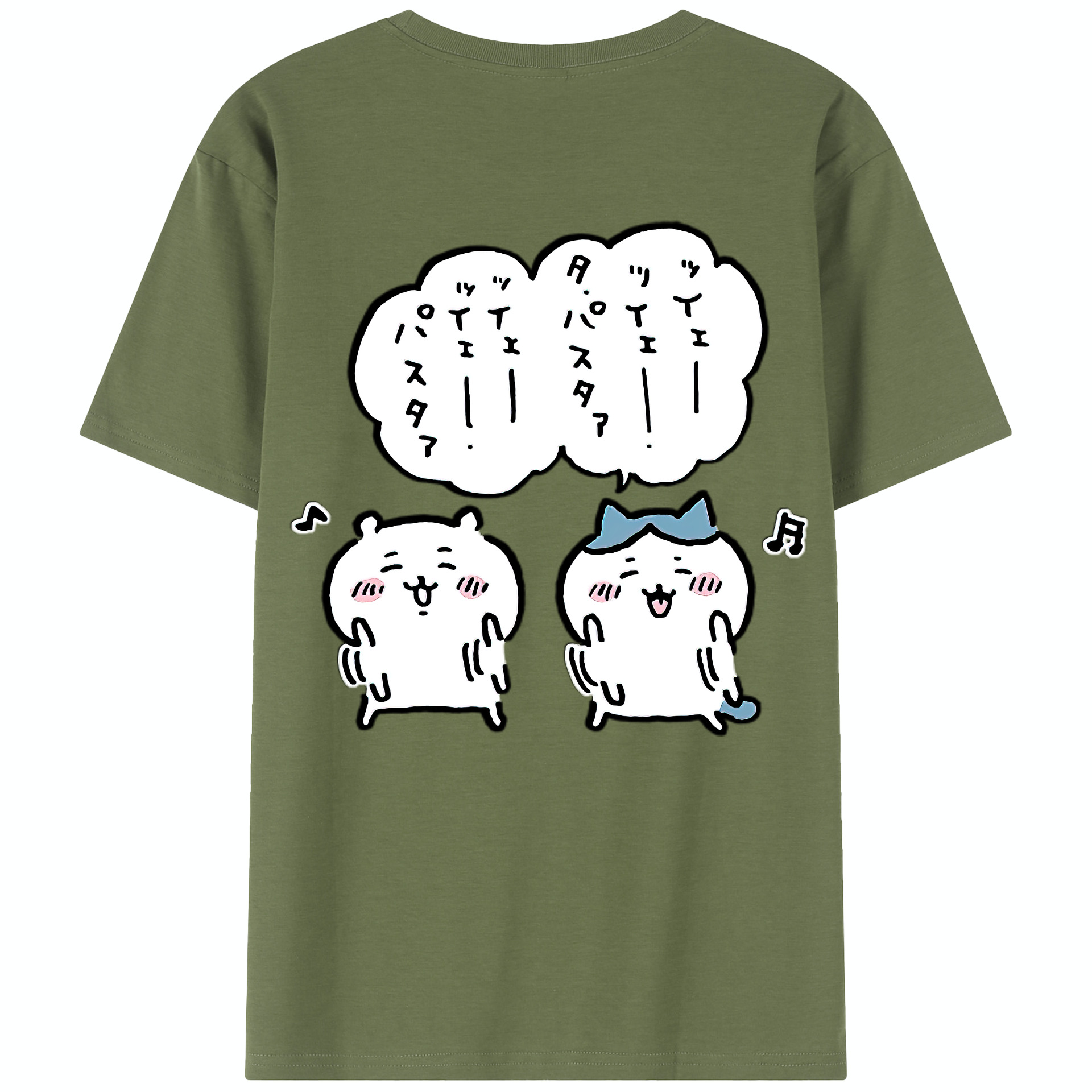 （画像用） ちいかわ ハチワレ Chii-kawa hachiware 綿100％半袖Tシャツ（背面プリント）